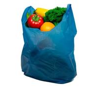 Clearly Pack of Recycled 100 Blue Plastic Carrier Bags, 11x17x21", Reusable with Handles, 19MU OUSE Vest Style Shopping for Food, Clothes, Shopping, Books and More (200)