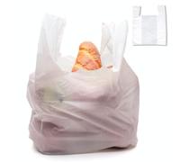 Clearly Premium White Plastic Carrier Bags with Handles, Recycled Polythene Vest Style Bags Large 11" x 17" x 21" Strong Heavy Duty 21mu Carry Bags for Vegetables, Fruits, Groceries, Shopping (200)