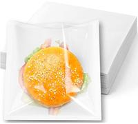 Clearly White Paper Bags With Clear Window Film Front, Cellophane Sandwich Bags for Cookies, Bakery, Party Sweets, Cakes, Takeaway Food - 6x6 Inch (15x15 cm) - 100 Pack