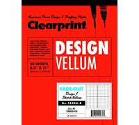 Clearprint Design Vellum Pad with Printed Fade-Out 8x8 Grid, 16 lb, 100% Cotton, 8-1/2 x 11 Inches, 50 Sheets, Translucent White (10002410), 8.5x11 in