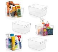 CLEARSPACE Clear Plastic Storage Bins, Pantry & Cabinet Organizer, 6 Pack | Clear plastic storage bins for pantry, cabinet, kitchen, laundry, office, closet, garage, and freezer organization