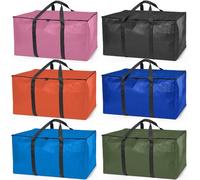 ClearSpace Heavy Duty Moving Bags or Storage Bags - Storage Bins with Lids, Large Moving Boxes with Backpack Straps & Zippers,- Packing Box & Moving Supplies for College Dorm, 6 Pack