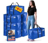 ClearSpace Heavy Duty Moving Boxes or Storage Bags - Storage Bins with Lids, Large Moving Bags with Backpack Straps & Handles - Moving Supplies for College Dorm or Christmas Decorations, 8 Pack