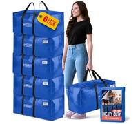 ClearSpace Heavy Duty Moving Boxes or Storage Bags - Storage Bins with Lids, Large Moving Bags with Backpack Straps & Handles - Moving Supplies for College Dorm or Christmas Decorations, 6 Pack