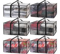 ClearSpace Large Moving Boxes & Storage Bags - Oversized Packing Bags with Backpack Straps, Zippers & Handles - Heavy-Duty for College Dorm, Christmas Decorations, 6 Pack