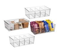 ClearSpace Plastic Pantry Organization and Storage Bins with Dividers & Lids - Perfect Kitchen Organization or Kitchen Storage - Fridge Organizer, Refrigerator Bins, Cabinet Organizers, 4 Pack