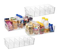 CLEARSPACE Plastic Pantry Organization and Storage Bins with Removable Dividers - XL Perfect for Kitchen,Refrigerator, Cabinet, 4 Pack
