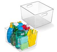CLEARSPACE XL Clear Plastic Storage Bins - 2 Pack for Kitchen Cabinet and Fridge Organization