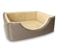 ClearSpell Haven Square Fleece Lined High Sided Luxury Dog Bed 5 Sizes in Orkney Taupe Size Large - 71cm x 58cm