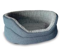ClearSpell Snug Fleece Lined High Sided Oval Luxury Dog Bed 5 Sizes in Orkney Ocean Blue Size Small - 53cm x 45cm