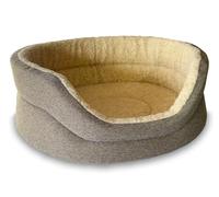 ClearSpell Snug Fleece Lined High Sided Oval Luxury Dog Bed 5 Sizes in Orkney Taupe Size Extra Large - 81cm x 66cm