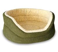 ClearSpell Snug Fleece Lined High Sided Oval Luxury Dog Bed 5 Sizes in Orkney Woodland Green Size Large - 68cm x 61cm