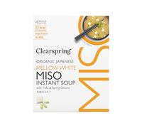 Clearspring Organic Japanese Mellow White Instant Miso Soup with Tofu & Spring Onions 32g (4x8g)