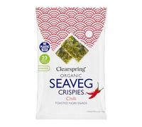 Clearspring Organic Seaveg Crispies Chilli | 4g X 1| 47% Toasted Nori & 2% Chilli | Great Taste Award Winner | Sugar Free | High in Fibre | Source of Protein | Gluten Free | Vegan