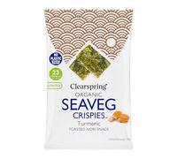 Clearspring Organic Seaveg Crispies Turmeric | 4g X 1 | 47% Toasted Nori & 2% Turmeric | Great Taste Award Winner | Sugar Free | High in Fibre | Source of Protein | Gluten Free | Vegan