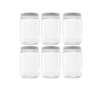 CLEARVIEW CONTAINERS: 6 Pack - 32 oz (1 Quart) Plastic Storage Jars with 89-400 Leak Proof White Lids, Food Grade, BPA Free, Hand Wash Only (32oz, 6pk, 89RM)