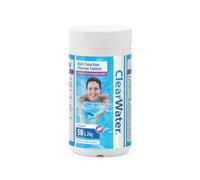 Clearwater 1 kg Multifunction Chlorine Tablets, 4-in-1 Dispenser Tablets (Sanitiser, Stabiliser, Algaecide and Clarifier) for Pools and Hot Tubs, 50 x 20 g, White