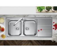 Clearwater Cresta 2 Bowl And Drainer Stainless Steel Kitchen Sink 1160X500 - Cr200