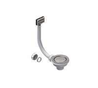 Clearwater Deco Flip Top Cover 90mm Kitchen Sink Basket Strainer & Rectangle Overflow Waste Brushed Stainless Steel - W90Osc-C