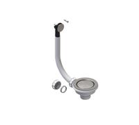 Clearwater Deco Flip Top Cover 90mm Kitchen Sink Basket Strainer & Round Overflow Waste Brushed Stainless Steel - W90Osc-B
