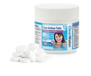 Clearwater Fast-Dissolving Chlorine Tablets, 167 Tabs for Hot Tubs & Pools, Quick-Acting Water Treatment
