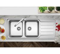 Clearwater Indio 2 Bowl And Drainer Stainless Steel Kitchen Sink 1160X500mm - In200