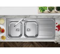 Clearwater Kudos 2 Bowl And Drainer Stainless Steel Kitchen Sink 1160X500 - Ku200