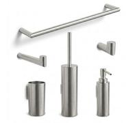 Clearwater Mio Comprehensive Bathroom Accessories Pack - Brushed Metallic