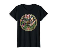 Clearwing Hummingbird Moth witHoneysuckle Art Nouveau Value Graphic T-Shirt, Women, Black, XS