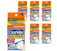 Clearwipe Lens Cleaner 6x pack of 20 Lens Wipes, Microfibre, Biodegradable Wipe, Individually Wrapped, for Glasses, Sunglasses, Smartphones, Screens