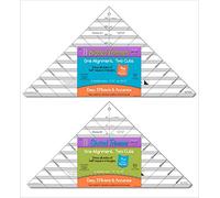 Cleary Perfect Slotted Trimmer A2 and B2 Bundle by New Leaf Stitches - Quilting Ruler Template and Stencil for Cutting All Sides of Larger Half Square Triangles - 12 Slotted Sizes 5 Inch to 10.5 Inch