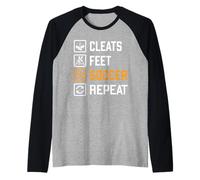 Cleats Feet Soccer Repeat Funny Sports Training Routine Meme Raglan Baseball Tee
