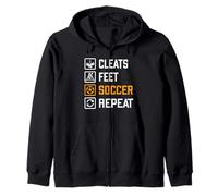 Cleats Feet Soccer Repeat Funny Sports Training Routine Meme Zip Hoodie