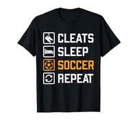 Cleats Sleep Soccer Repeat Funny Fans Team Player Training T-Shirt