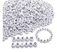 CleaZeny 1000pcs Letter Beads, Acrylic Alphabet Beads for Bracelet Making | 4×7mm, Smooth Round A-Z Acrylic Charms For Concert Friendship Bracelets, Name Jewellery & DIY Crafts