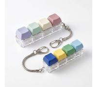 CleaZeny 2 Pack Keyboard Fidget Toy, 4-Key Fidget Keyring Clicker, ABS Anti-Anxiety Mechanical Keypad Pendant, Desk ADHD Fidget Toys Gift for Kids & Adults (Yellow green blue/Macaroon)