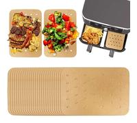 CleaZeny 200 Sheets Air Fryer Liners, 14x20.5cm Rectangular Paper Liners Disposable - Non-Stick, Greaseproof Baking Paper for Ninja Foodi, Dual Basket & Most Air Fryers, Oven, Microwave