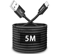 CLEEFUN 5m Extra Long USB C Cable,16ft Durable USB-A to Type-C Fast Charging Nylon Charger Lead for Samsung Galaxy S20 S21 S10 S9 S8 Note 20 10 + Ultra,Pixel,Switch,other USB-C SmartPhones Tablet