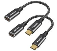 CLEEFUN Short USB C Extension Cable[0.3m/30cm,2Pack] USB3.2 Type C to C 100W Fast Charging/10Gpbs 4K 60Hz Male to Female Extender for iPhone 15 16, Galaxy S25 S24 S23,MacBook iPad Pro/Air,USB C Hub