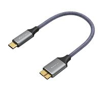 CLEEFUN Short USB C Hard Drive Cable 0.3m,USB C to USB 3.1 Micro B 10Gbps Nylon Braided USB Type C to Portable External Hard Drive Cord for Seagate,WD,Toshiba,Westgate,Samsung M3, Galaxy S5,Camera