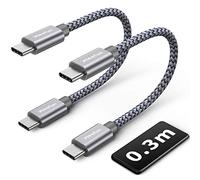CLEEFUN Short USB C to USB C Cable[0.3M,2-Pack], 60W Type C Fast Charging | Car Charger Lead for iPhone Air/17/16/15 Plus,MacBook/iPad Air Pro,Galaxy S/A Series,Android Auto,PS5,iWatch,Power Bank