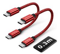 CLEEFUN Short USB C to USB C Cable[0.3M,2-Pack], 60W Type C PD Fast Charger | Phone Charging Lead for Samsung Galaxy S26 S25 S24 - S20 fe Note 20 10 Ultra Plus A71 A51 A21s,iPad, Notebook,Pixel 5 4 3 XL