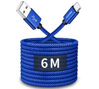 CLEEFUN USB C Cable 6m/20ft, Extra Long USB-A to Type-C PS5 Fast Charging Wire Durable Braided Charger Lead for iPhone Air 17 16 15 Plus, Samsung S25 S22 S23 S22-S10 Plus, Note 20, A20e A21s A51 A71