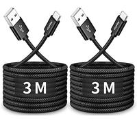 CLEEFUN USB C Charger Cable (3M, 2Pack), Black Long USB A to Type C Fast Charging Braided Lead Compatible with iPhone 15 Pro Samsung Galaxy S10 S20 S23 S24 S9 S8 Plus A20e A50 A51,PS5,Switch