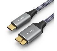 CLEEFUN USB C Hard Drive Cable 2m, Type C to USB 3.1 Micro B 10Gbps, Grey | Portable External Hard Drive Cord for Seagate,WD,Toshiba Canvio,Westgate,LaCie,Macbook Pro,Samsung M3, Galaxy S5 S20,Camera