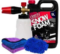 Cleenly 5L Cherry Snow Foam Lance Gun Kit For Karcher K Series Microfibre Wash Pad Mitt, 2 Microfibre Cloths