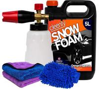 Cleenly 5L Orange Snow Foam Lance Gun Kit For Karcher K Series Microfibre Wash Pad Mitt, 2 Microfibre Cloths
