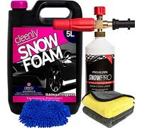 Cleenly Bubblegum Snow Foam with Karcher Compatible Snow Foam Lance & Microfibre Wash Mitt & 2 x Microfibre Cloths - Non Caustic & pH Neutral Pre Wash Shampoo - 5 Litres
