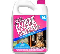 Cleenly Extreme Kennel Cleaner Disinfectant 5L- 3-in-1 High Strength Pet Cleaner, Kills 99.9% of Bacteria, EN1276 Tested, Odour Eliminator for Kennels, Floors & Pet Areas (Bubblegum)