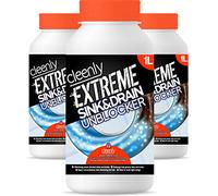 Cleenly Extreme Sink & Drain Cleaner & Unblocker Liquid (3 x 1 Litre) - Heavy Duty Formula for Bathroom, Kitchen, Drains, and More